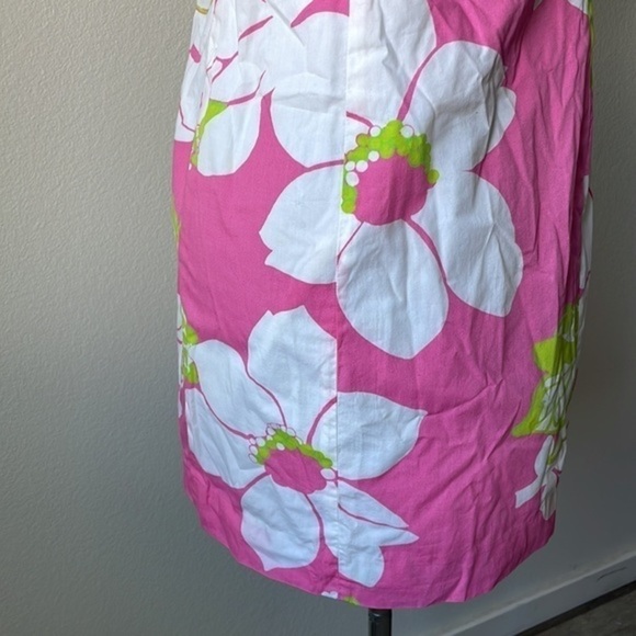 Lilly Pulitzer dress strapless size 2 pink green white floral tie back - Picture 3 of 12